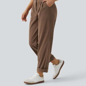 Mid Rise Zipper Pocket Corduroy Casual Pants